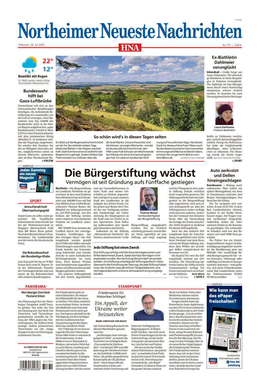 Northeimer Neueste Nachrichten vom Mittwoch, 30.07.2025