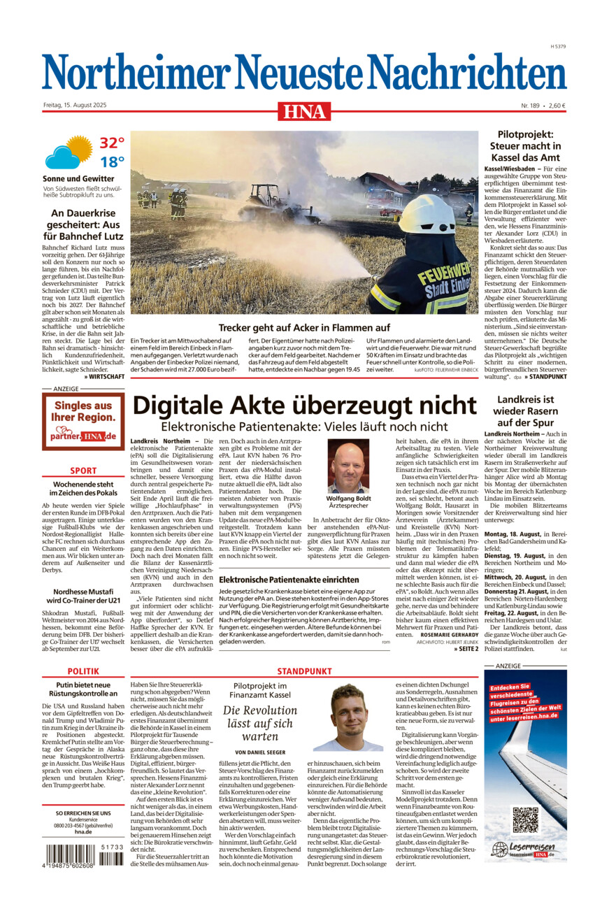 Northeimer Neueste Nachrichten vom Freitag, 15.08.2025