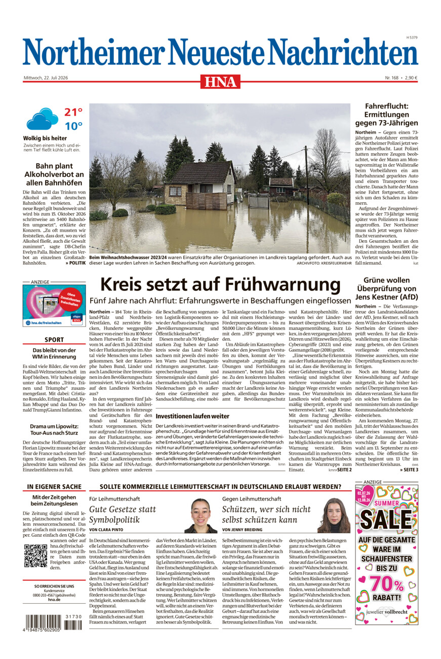 Northeimer Neueste Nachrichten vom Mittwoch, 22.07.2026