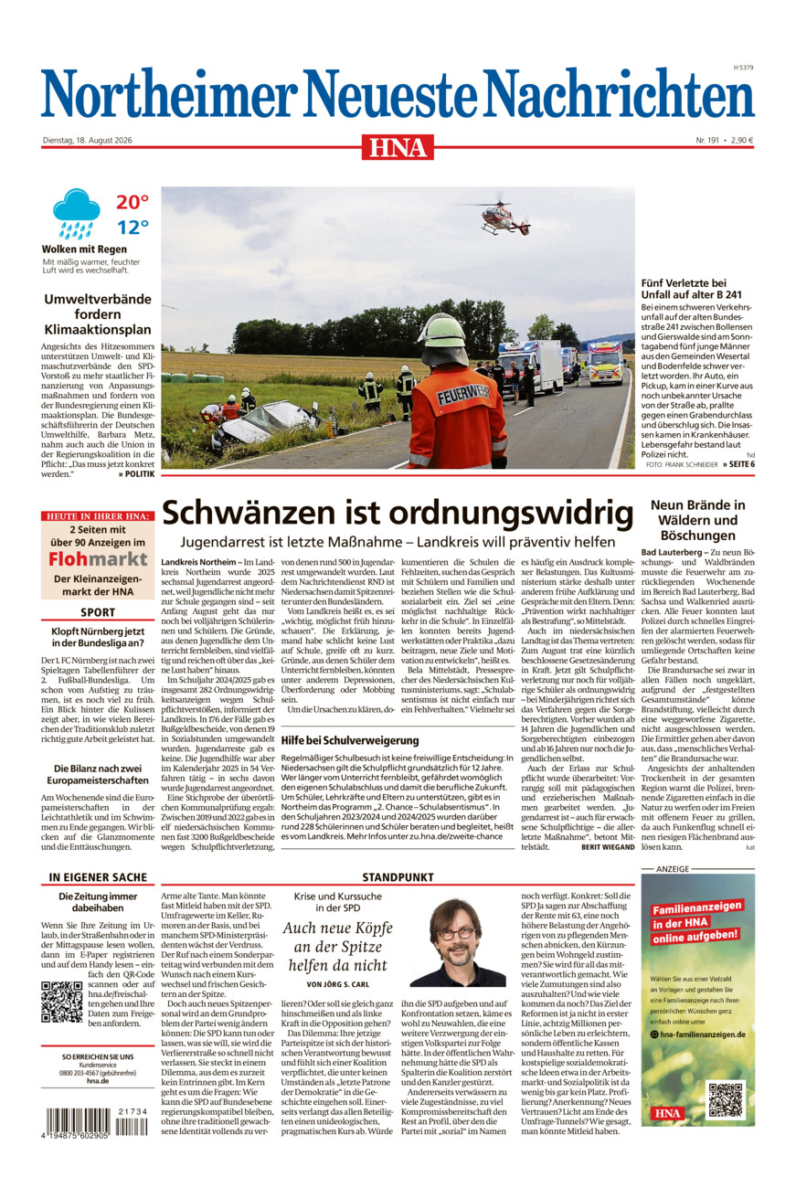 Northeimer Neueste Nachrichten vom Dienstag, 18.08.2026