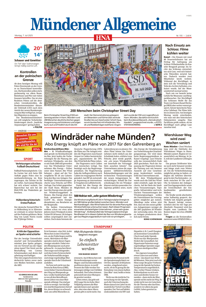 Mündener Allgemeine vom Montag, 07.07.2025