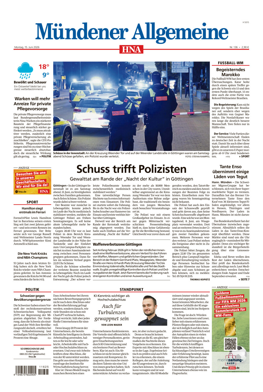 Mündener Allgemeine vom Montag, 15.06.2026