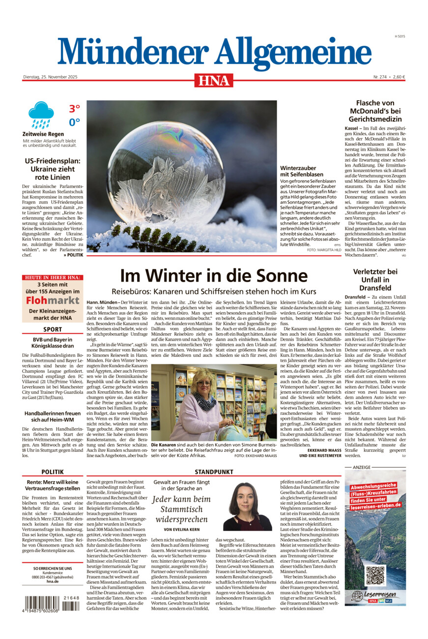Mündener Allgemeine vom Dienstag, 25.11.2025