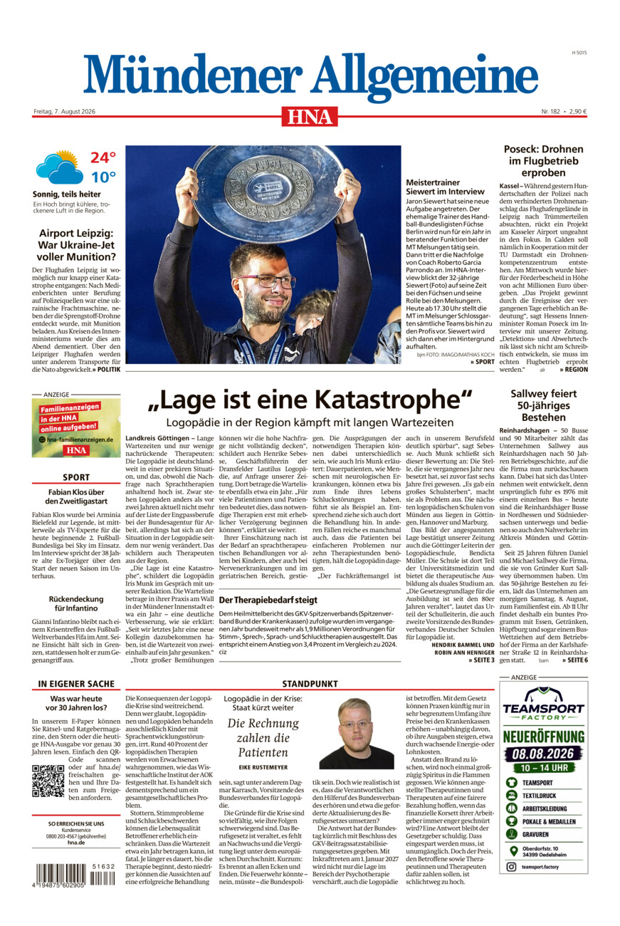 Mündener Allgemeine vom Freitag, 07.08.2026