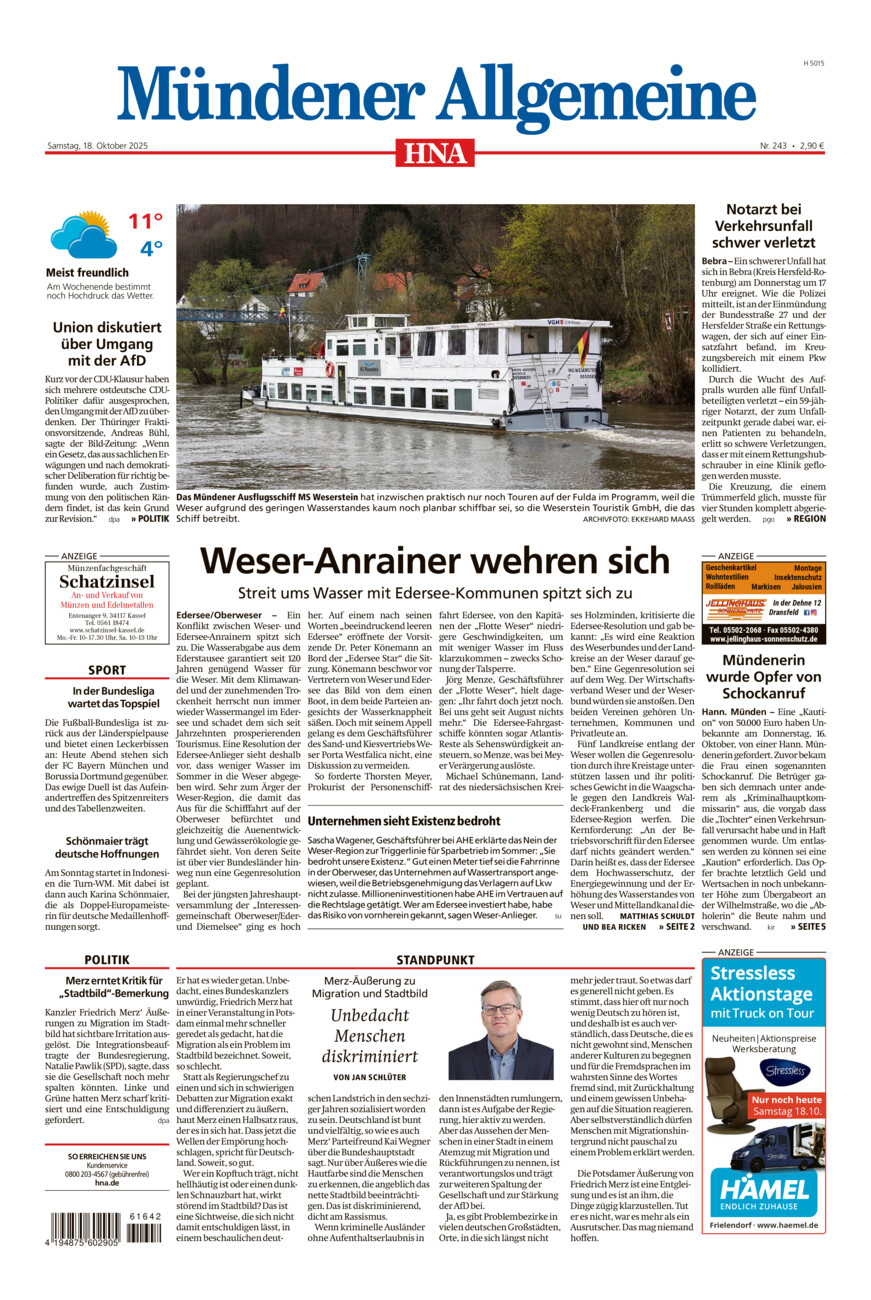 Mündener Allgemeine vom Samstag, 18.10.2025
