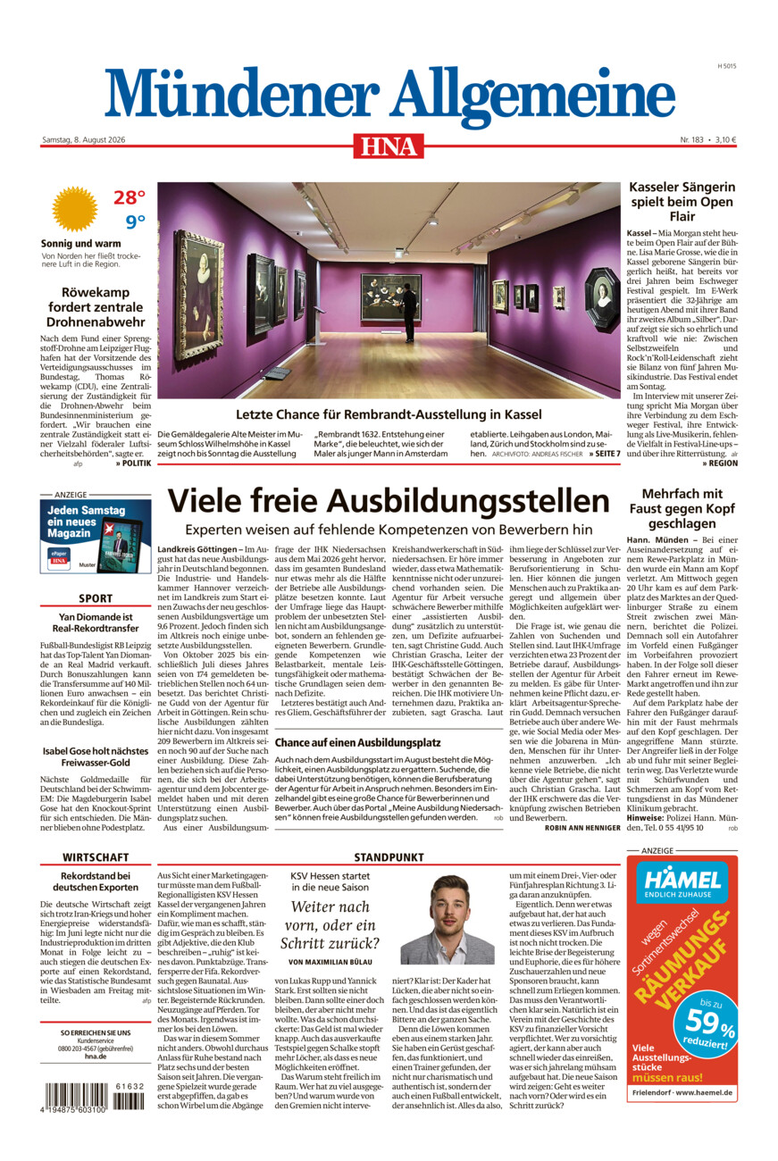 Mündener Allgemeine vom Samstag, 08.08.2026