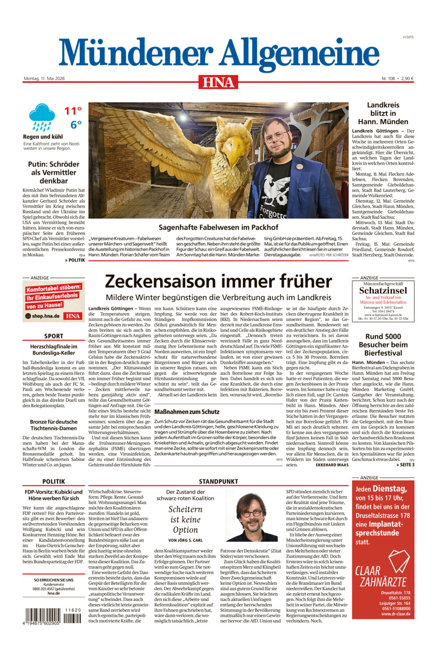 Mündener Allgemeine vom Montag, 11.05.2026