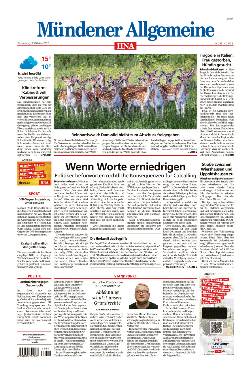 Mündener Allgemeine vom Donnerstag, 09.10.2025