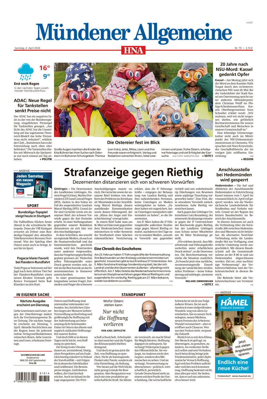 Mündener Allgemeine vom Samstag, 04.04.2026