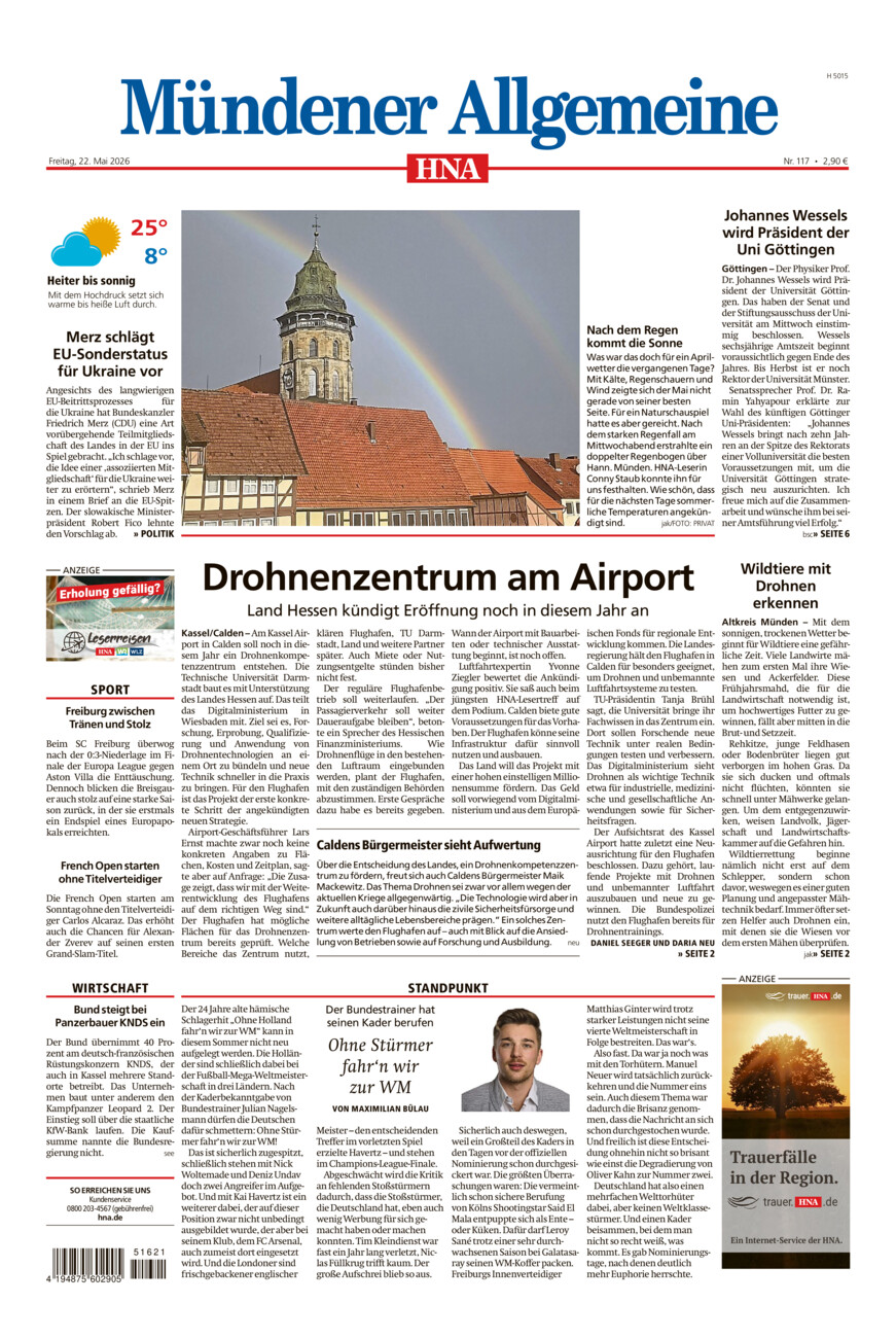 Mündener Allgemeine vom Freitag, 22.05.2026