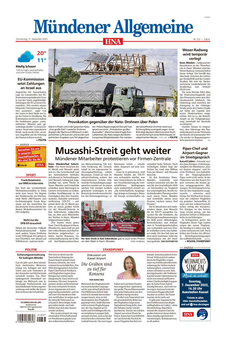 Mündener Allgemeine vom Donnerstag, 11.09.2025