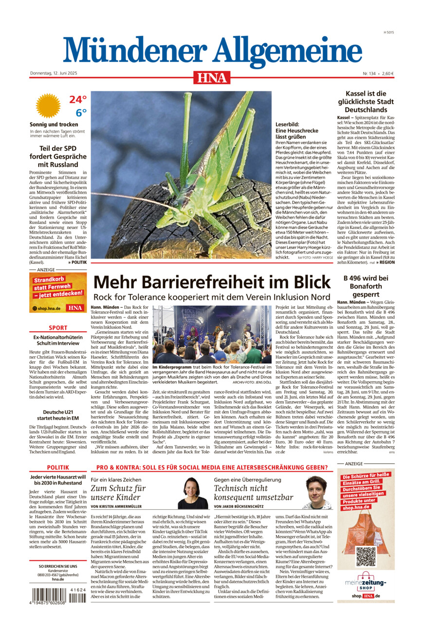 Mündener Allgemeine vom Donnerstag, 12.06.2025