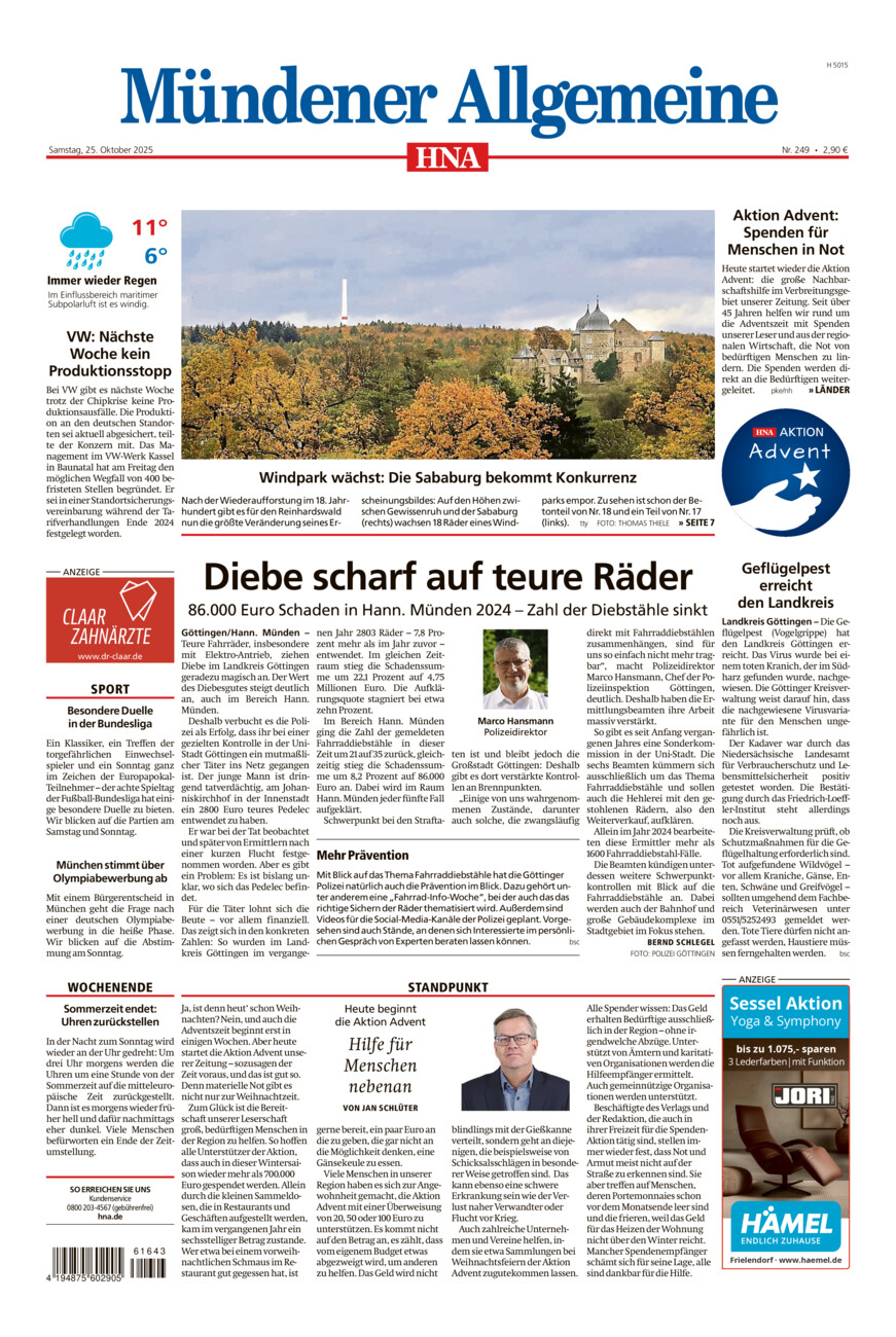 Mündener Allgemeine vom Samstag, 25.10.2025