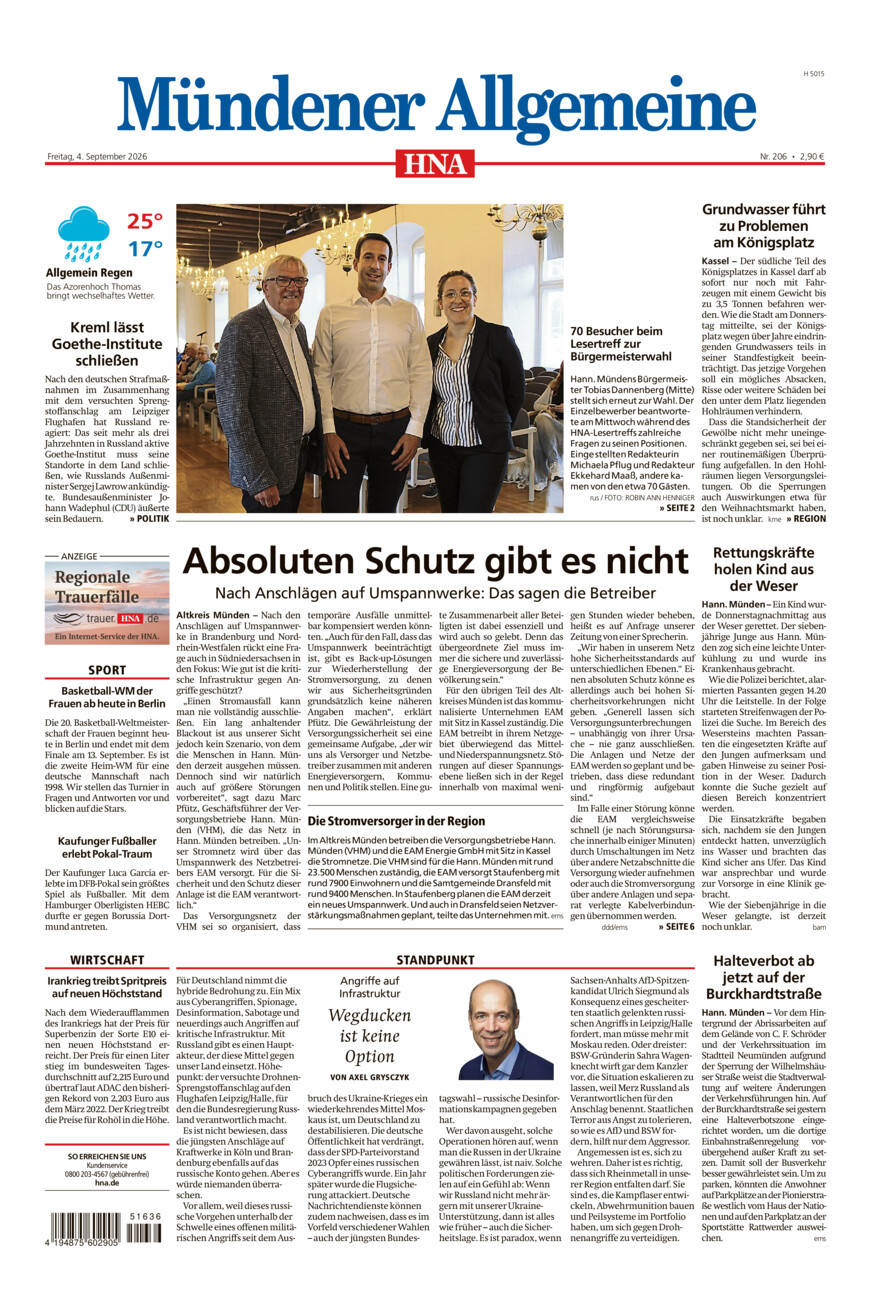 Mündener Allgemeine vom Freitag, 04.09.2026
