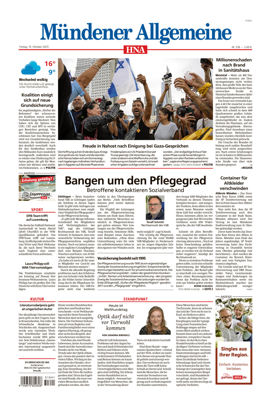 Mündener Allgemeine vom Freitag, 10.10.2025