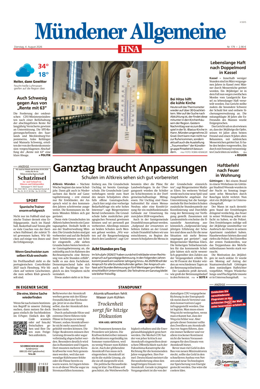 Mündener Allgemeine vom Dienstag, 04.08.2026