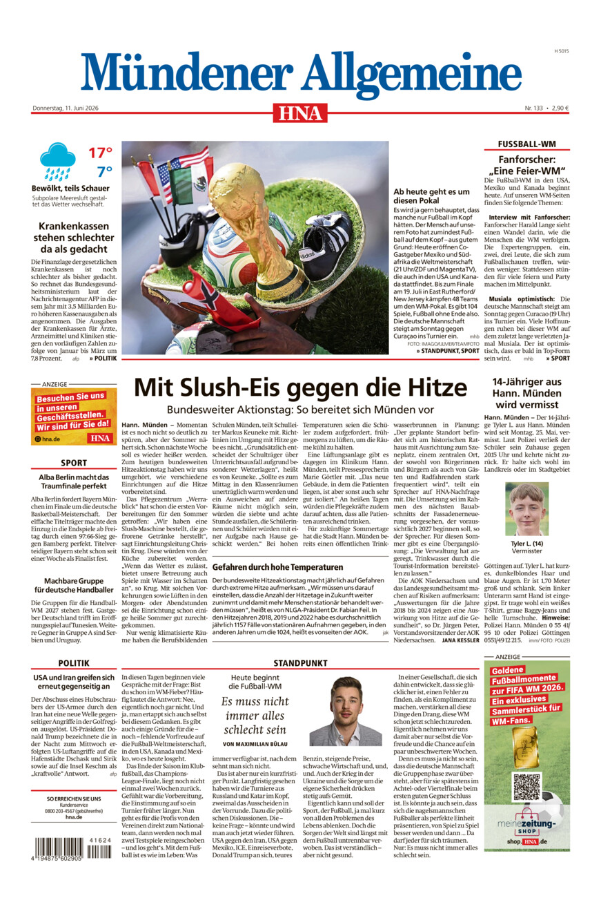 Mündener Allgemeine vom Donnerstag, 11.06.2026