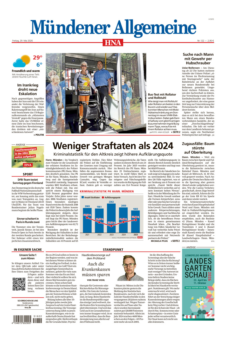 Mündener Allgemeine vom Freitag, 29.05.2026