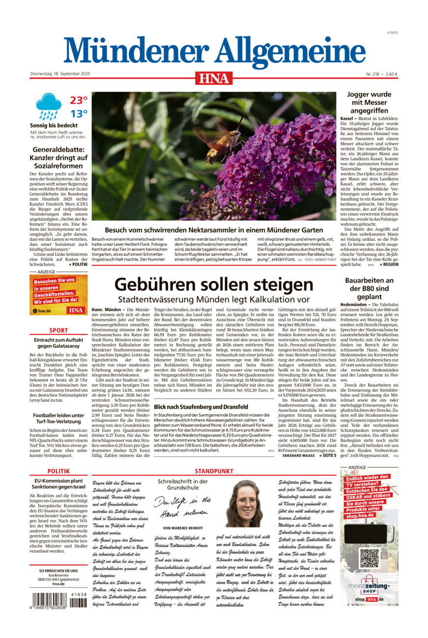 Mündener Allgemeine vom Donnerstag, 18.09.2025