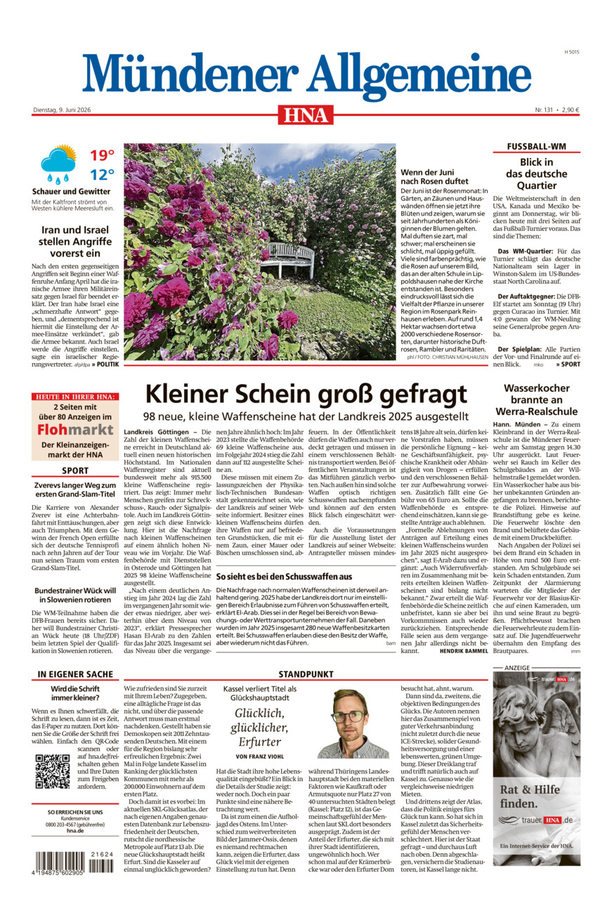 Mündener Allgemeine vom Dienstag, 09.06.2026