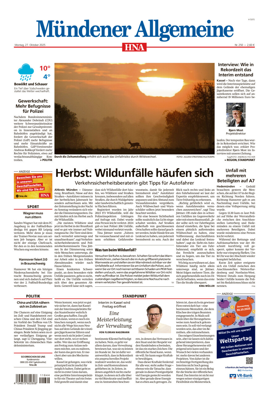 Mündener Allgemeine vom Montag, 27.10.2025