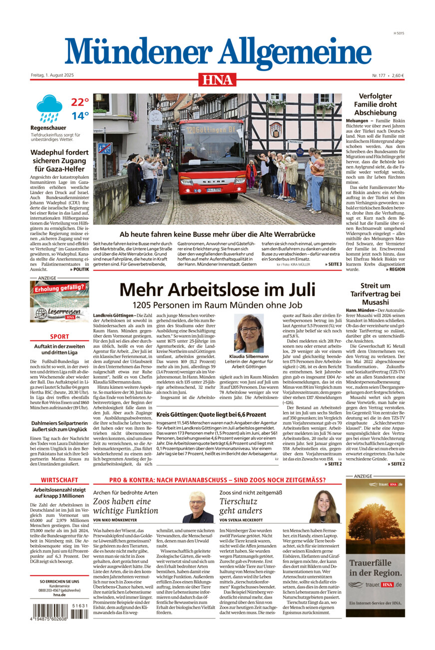 Mündener Allgemeine vom Freitag, 01.08.2025