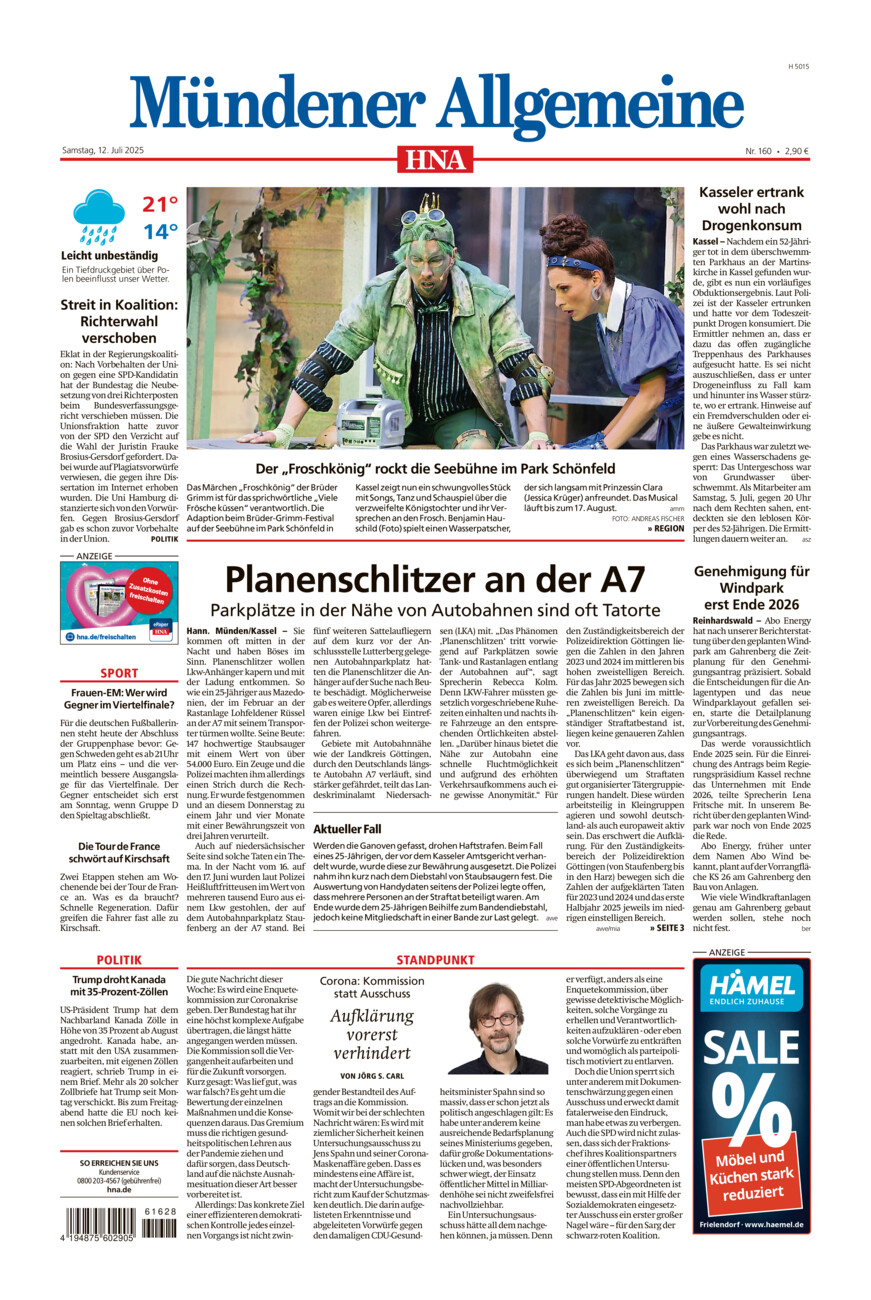 Mündener Allgemeine vom Samstag, 12.07.2025