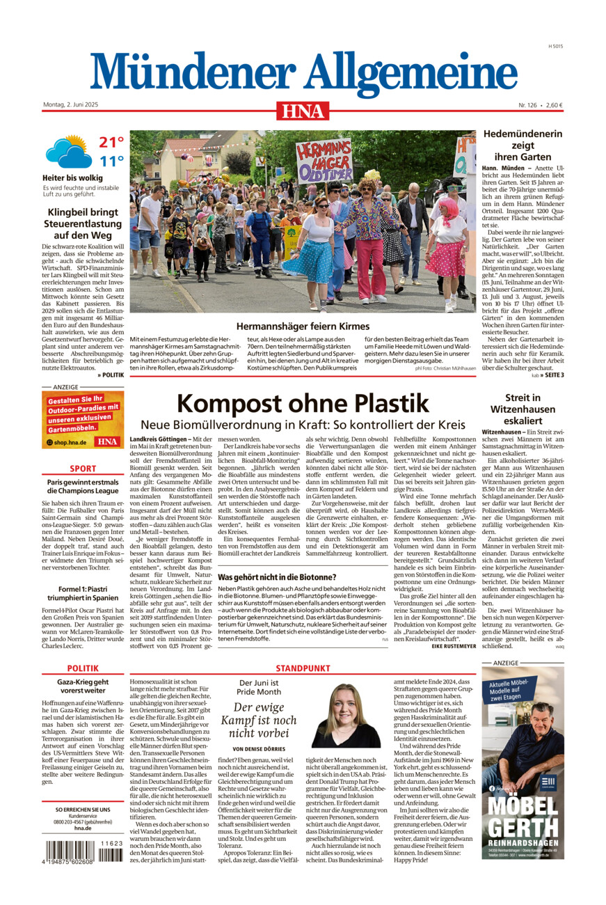 Mündener Allgemeine vom Montag, 02.06.2025