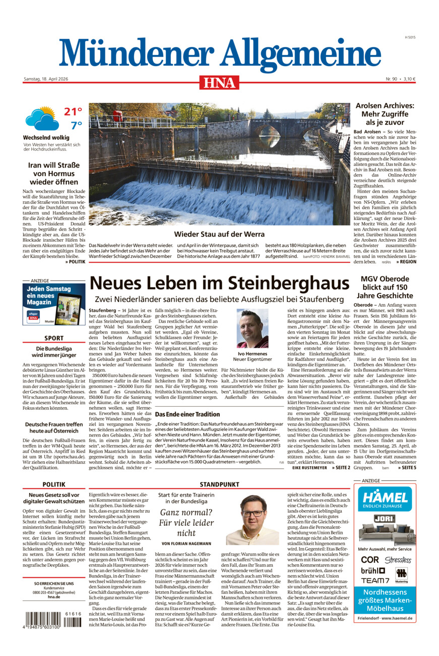 Mündener Allgemeine vom Samstag, 18.04.2026