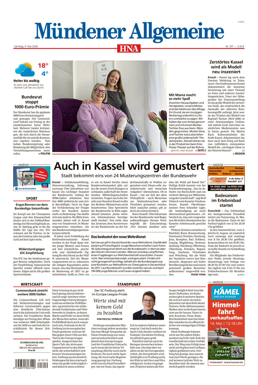 Mündener Allgemeine vom Samstag, 09.05.2026