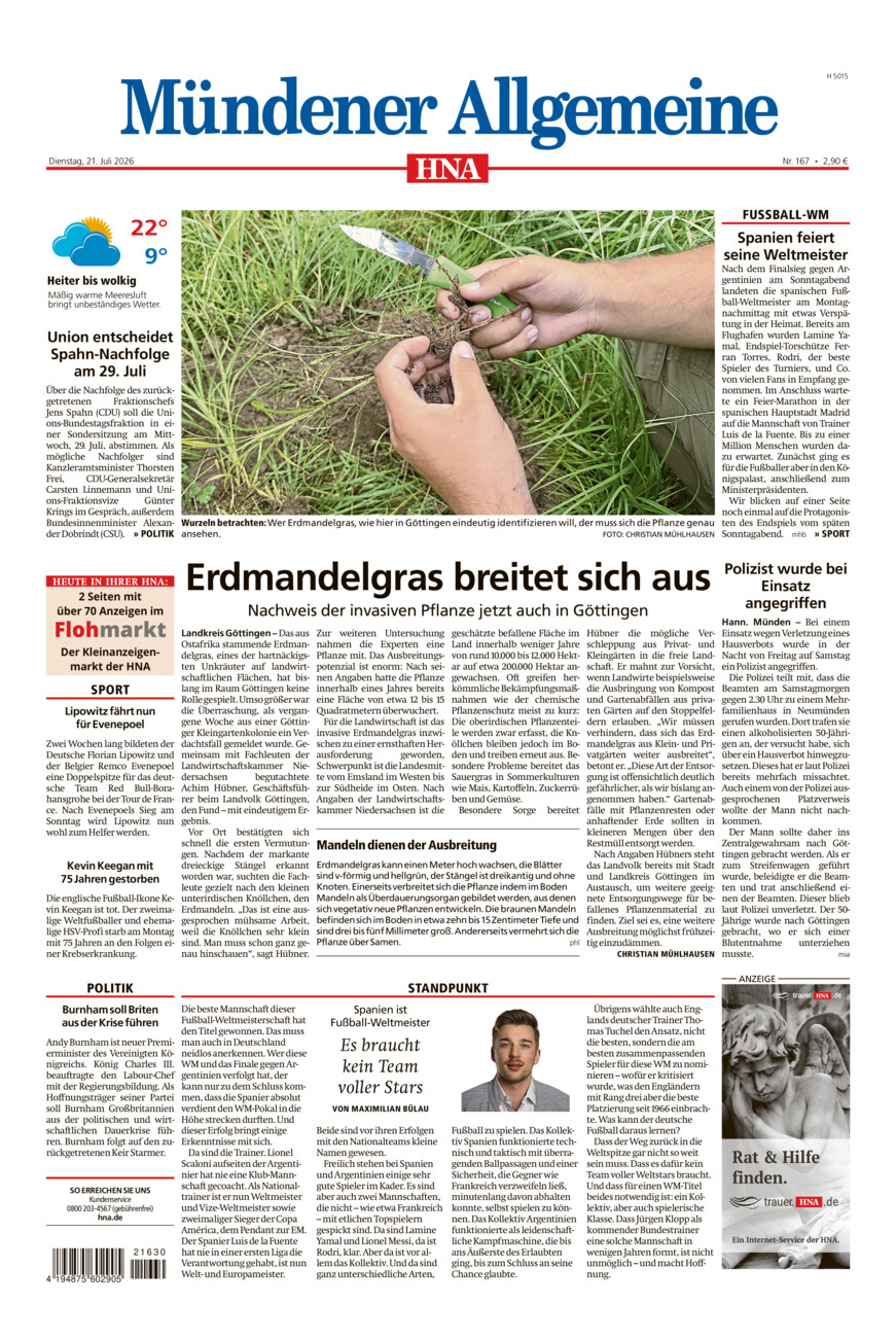 Mündener Allgemeine vom Dienstag, 21.07.2026