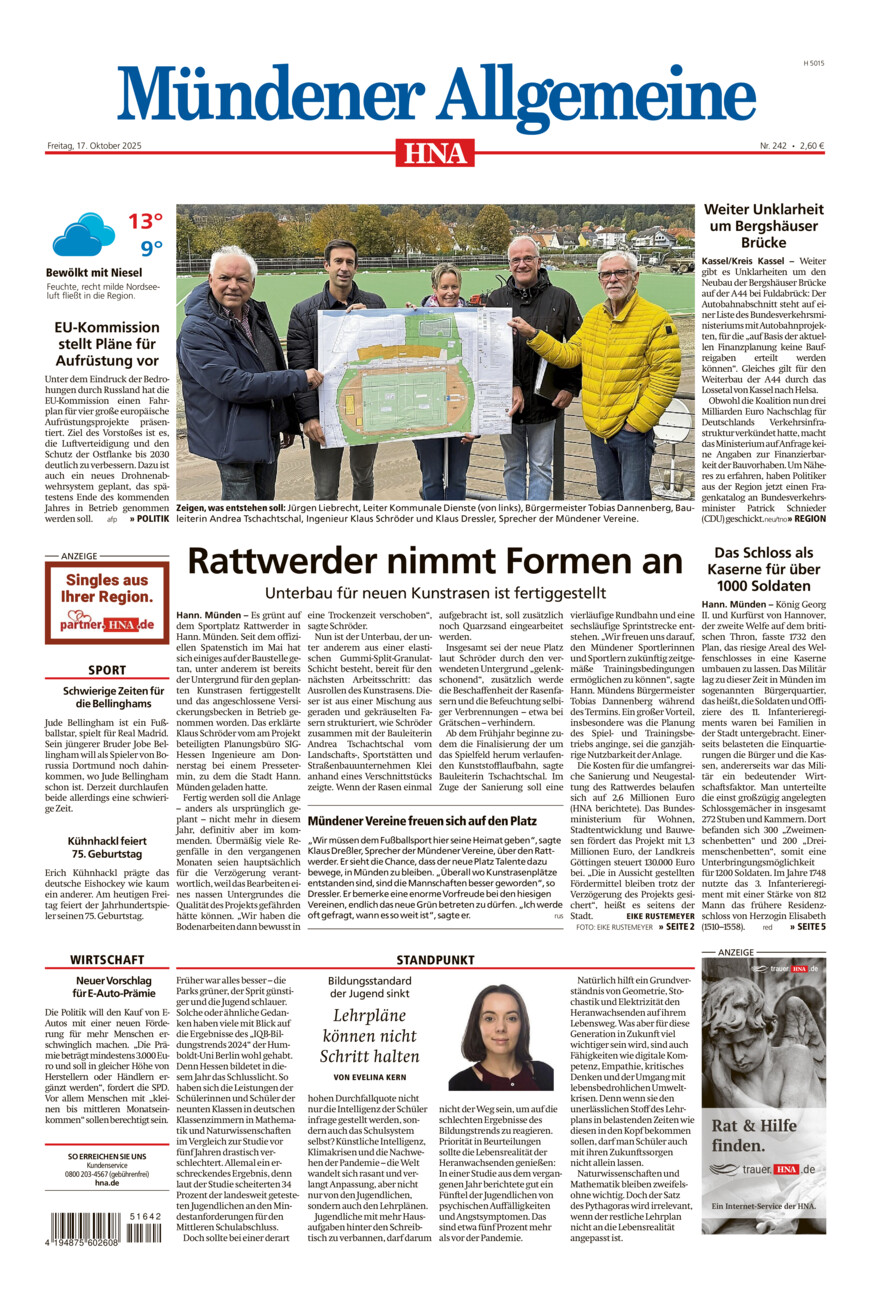 Mündener Allgemeine vom Freitag, 17.10.2025
