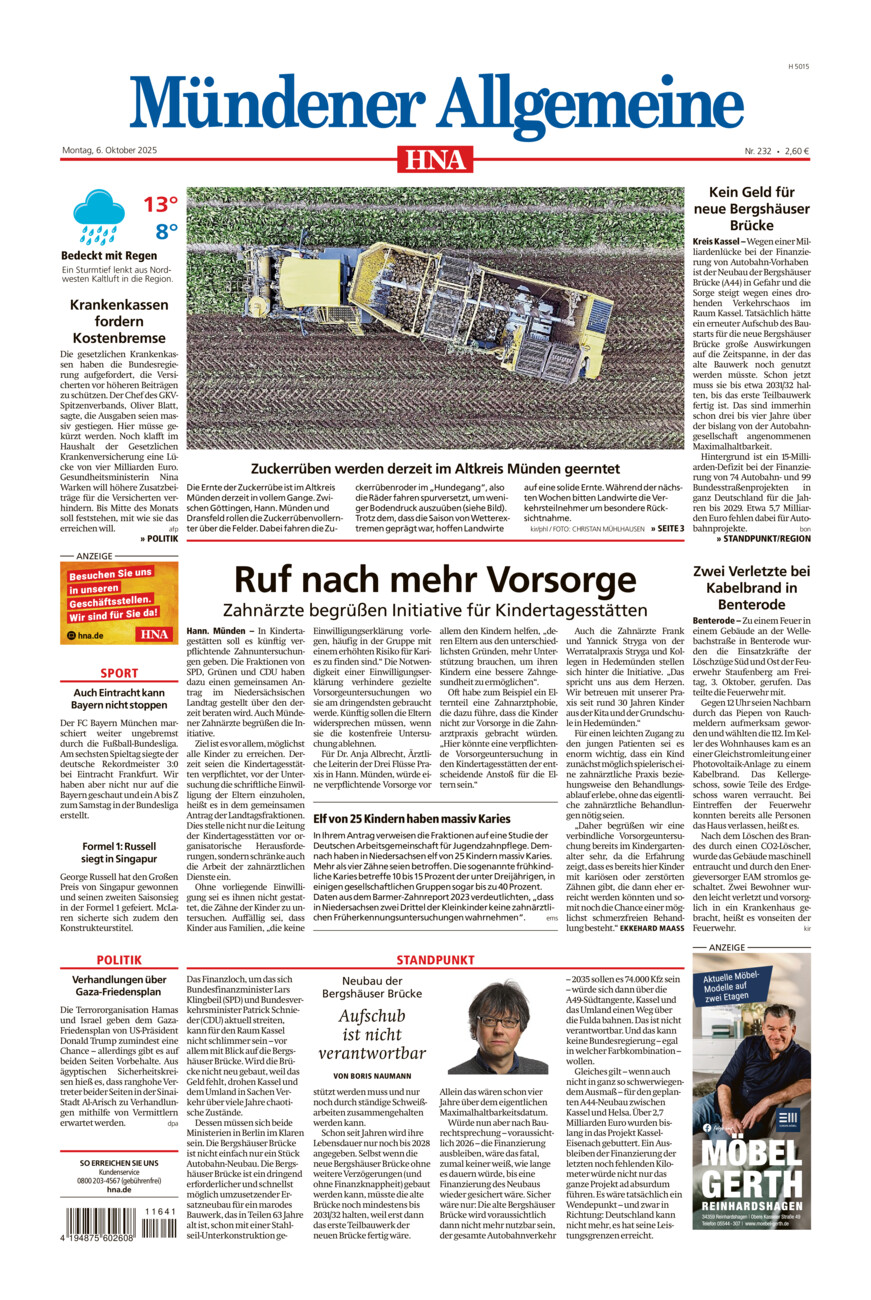 Mündener Allgemeine vom Montag, 06.10.2025