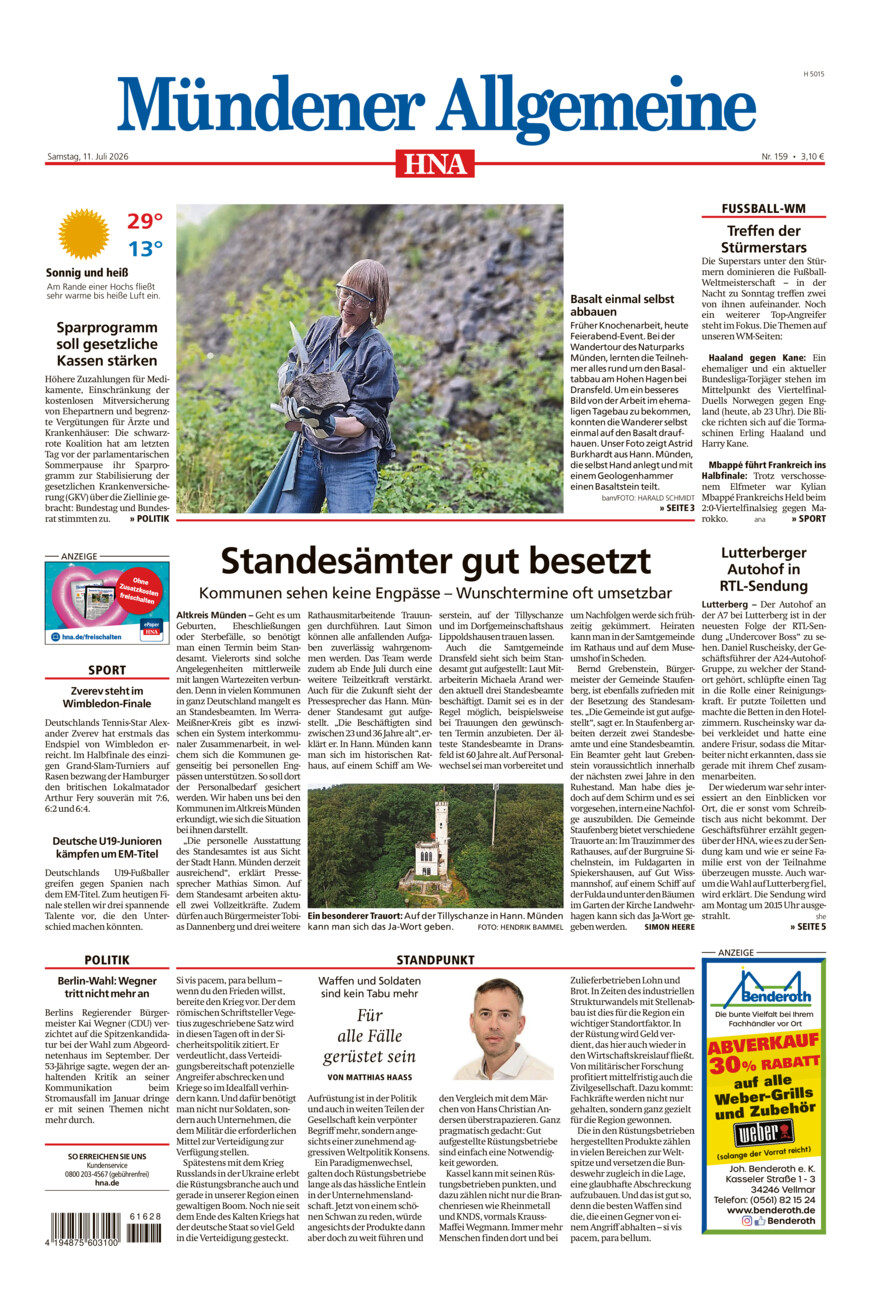 Mündener Allgemeine vom Samstag, 11.07.2026