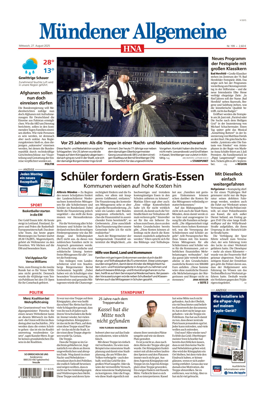 Mündener Allgemeine vom Mittwoch, 27.08.2025