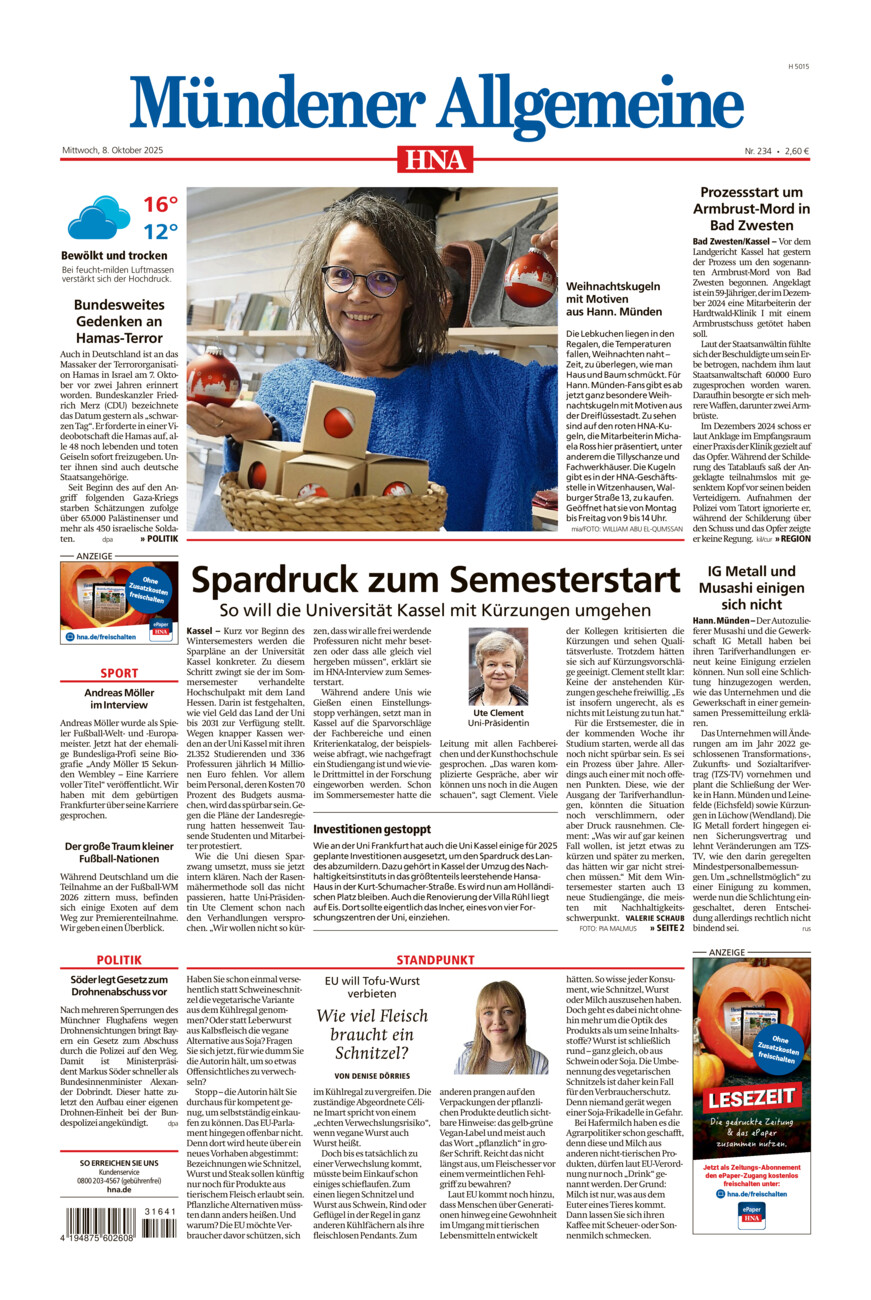Mündener Allgemeine vom Mittwoch, 08.10.2025