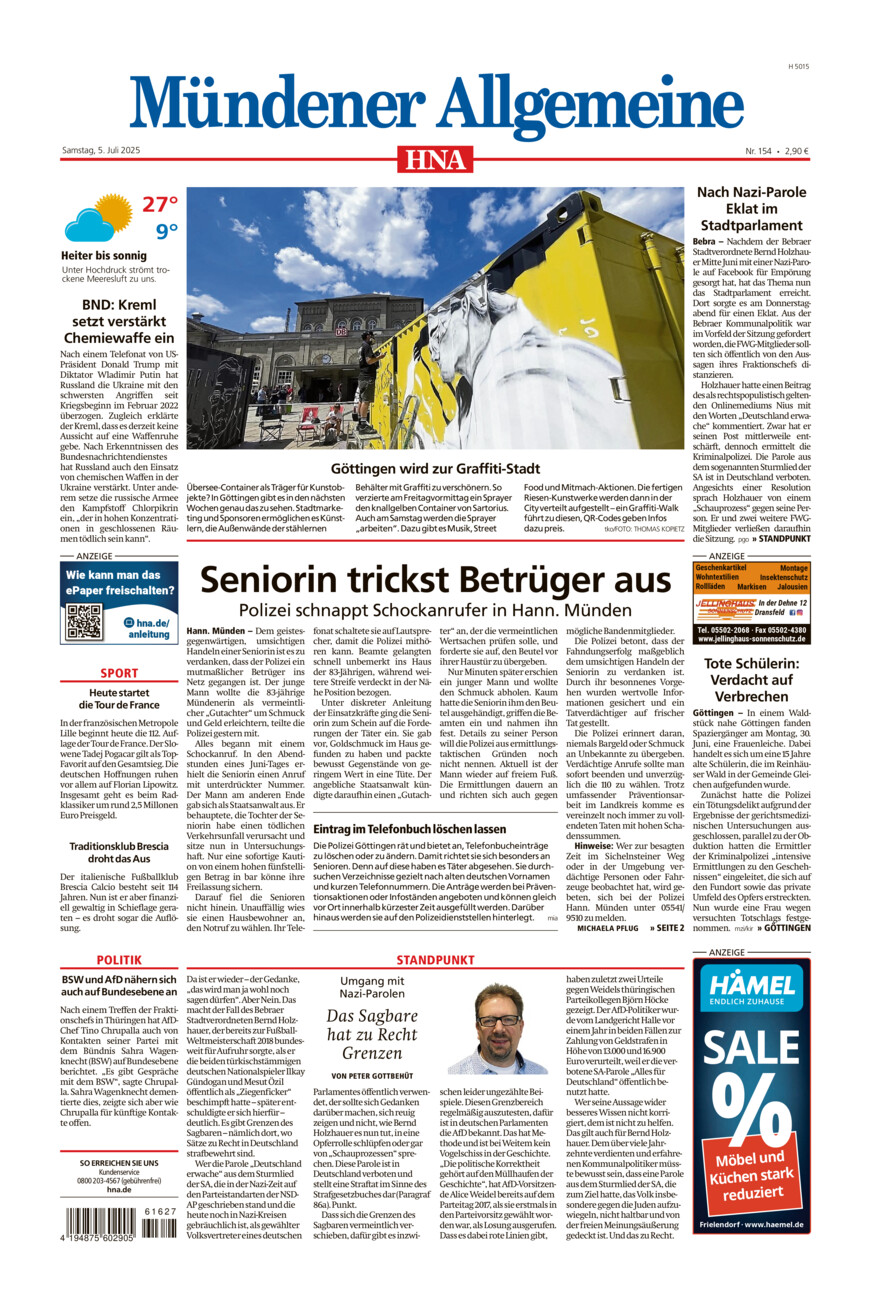 Mündener Allgemeine vom Samstag, 05.07.2025