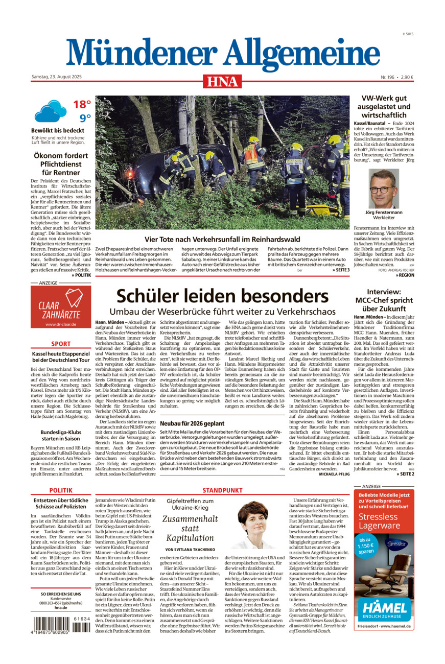 Mündener Allgemeine vom Samstag, 23.08.2025
