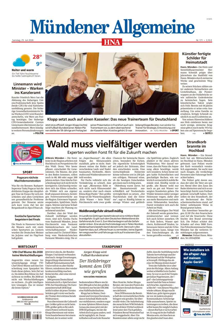 Mündener Allgemeine vom Samstag, 25.07.2026