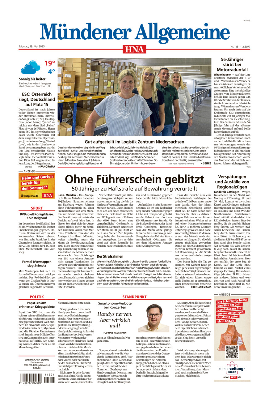 Mündener Allgemeine vom Montag, 19.05.2025