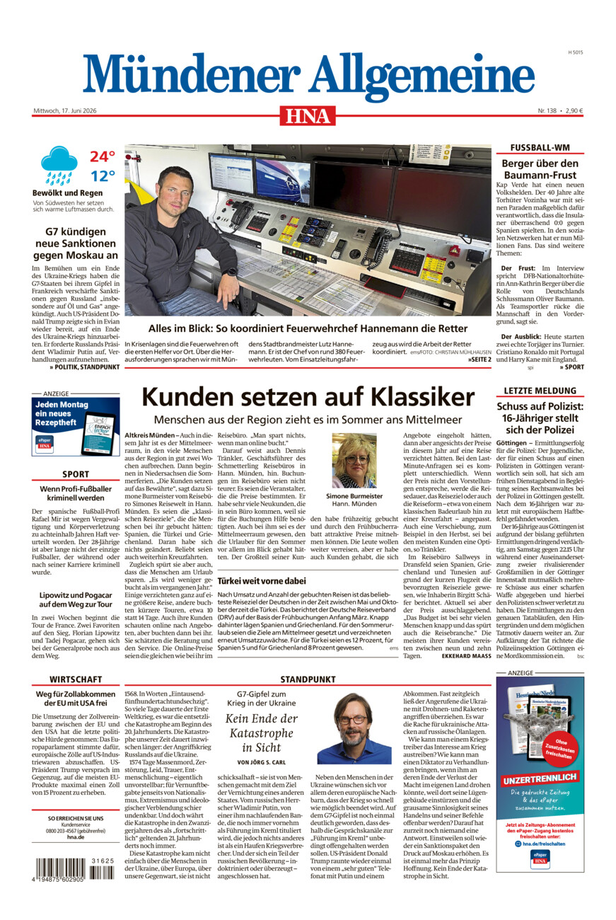 Mündener Allgemeine vom Mittwoch, 17.06.2026