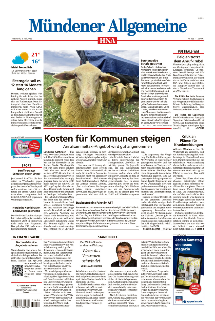 Mündener Allgemeine vom Mittwoch, 08.07.2026