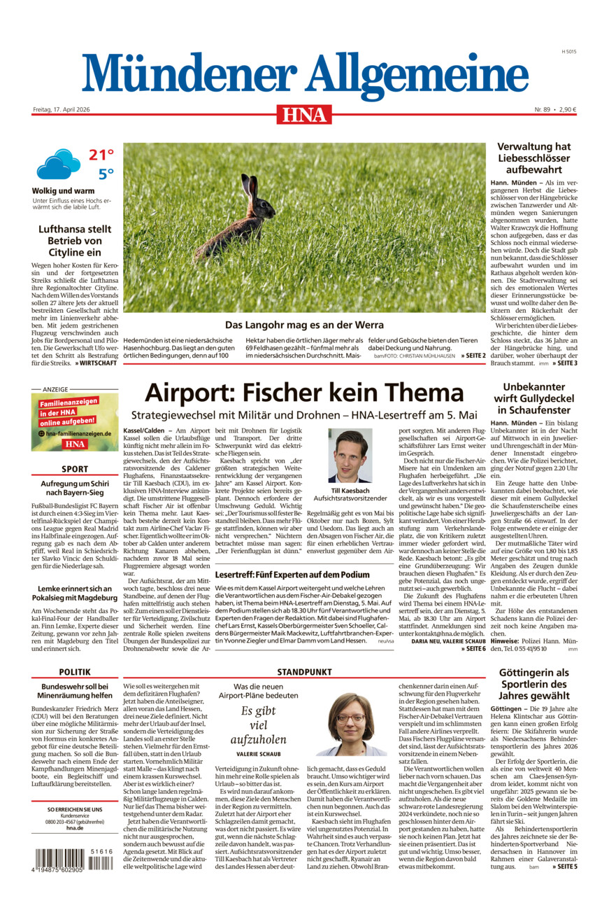 Mündener Allgemeine vom Freitag, 17.04.2026