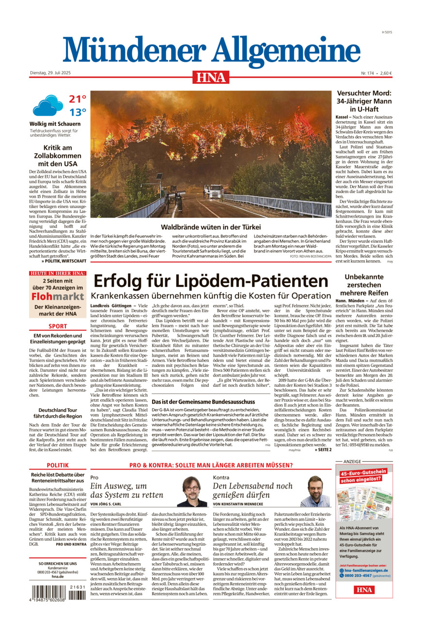 Mündener Allgemeine vom Dienstag, 29.07.2025