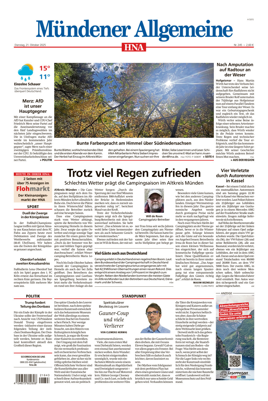 Mündener Allgemeine vom Dienstag, 21.10.2025