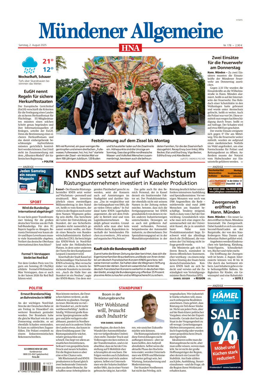 Mündener Allgemeine vom Samstag, 02.08.2025