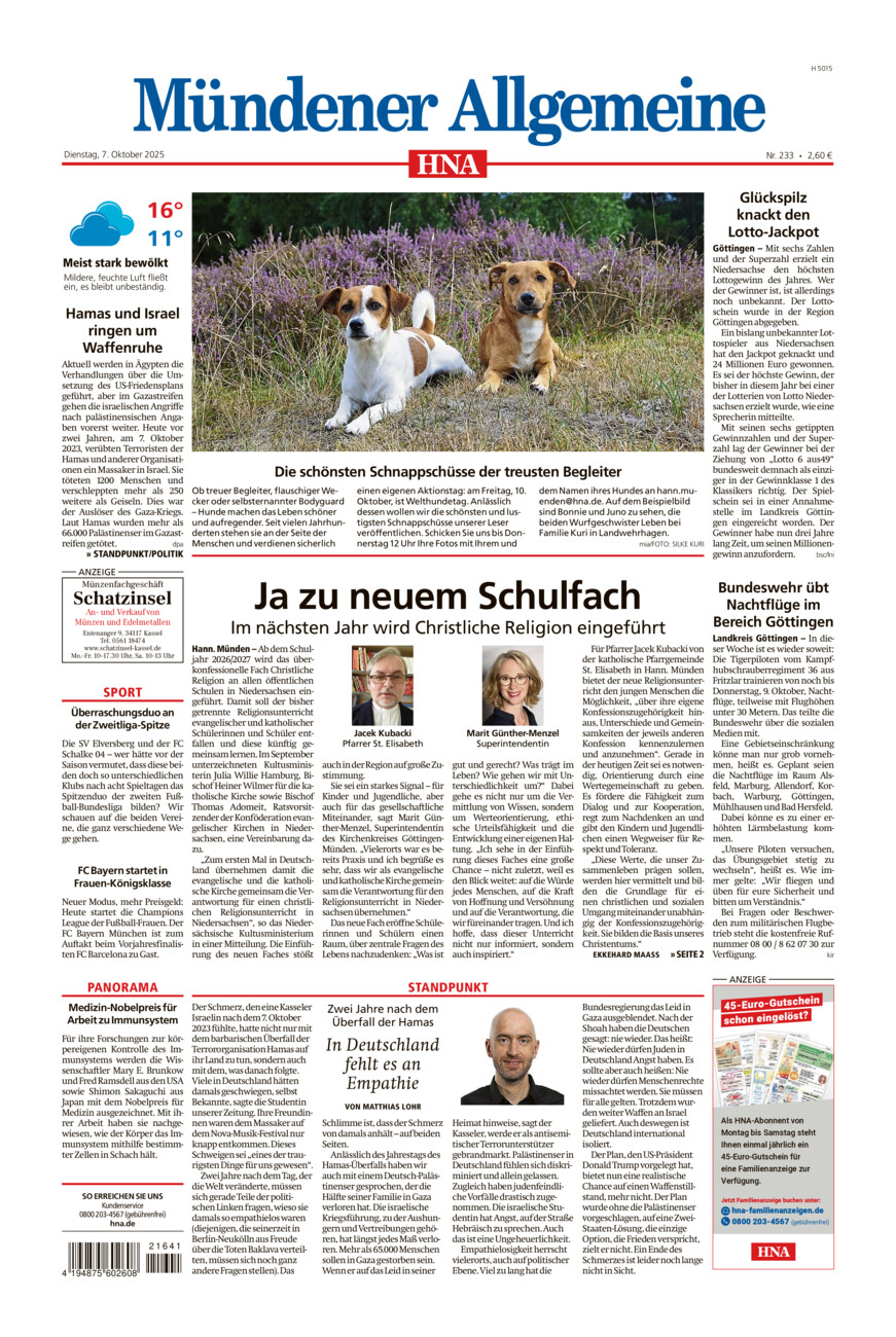 Mündener Allgemeine vom Dienstag, 07.10.2025
