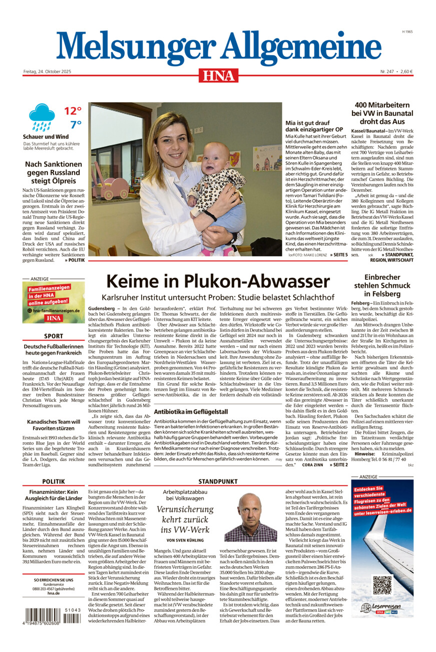 Melsunger Allgemeine vom Freitag, 24.10.2025