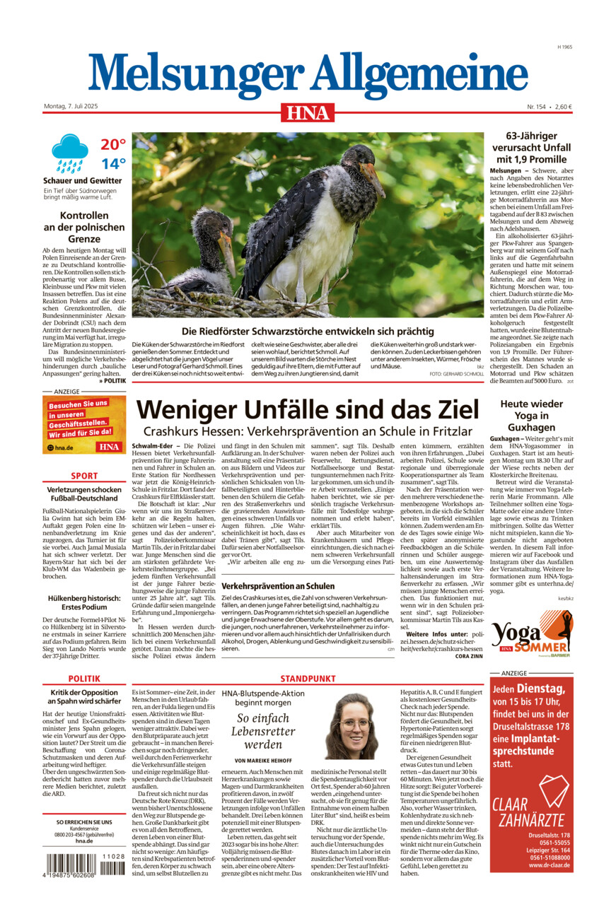 Melsunger Allgemeine vom Montag, 07.07.2025