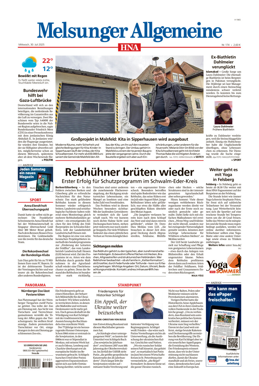Melsunger Allgemeine vom Mittwoch, 30.07.2025
